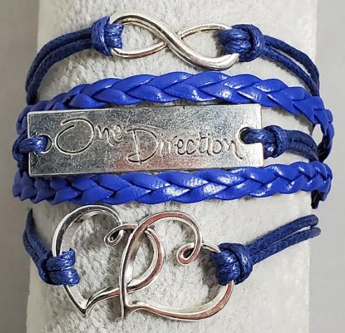 AZ1380 Royal Blue One Direction Heart Infinity Layer Leather Bracelet