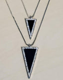 N2023 Silver Black Triangle Rhinestone Necklace with FREE Earrings - Iris Fashion Jewelry