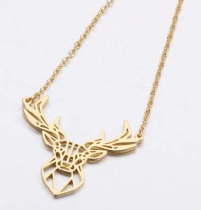 N312 Gold Cutout Deer Necklace with FREE EARRINGS - Iris Fashion Jewelry