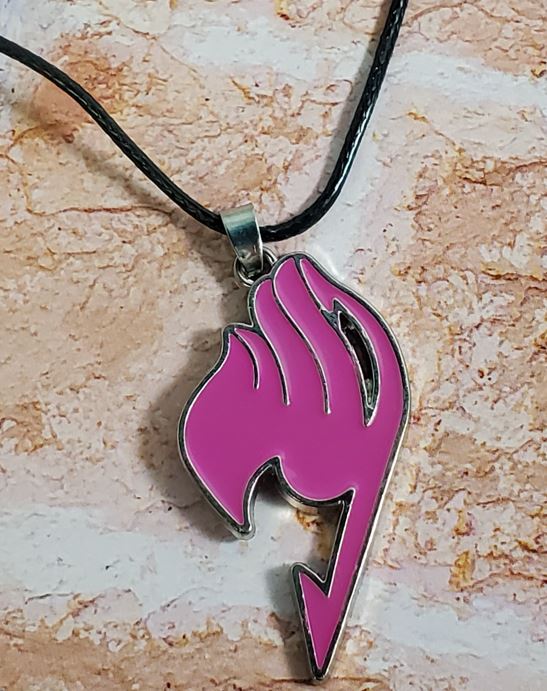 AZ105 Hot Pink Anime Phoenix on Leather Cord Necklace with FREE EARRINGS - Iris Fashion Jewelry