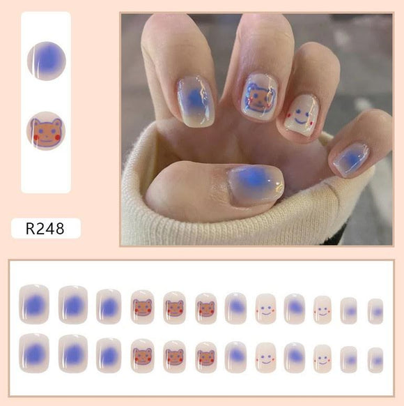 NS330 Short Square Press On Nails 24 Pieces R248 - Iris Fashion Jewelry