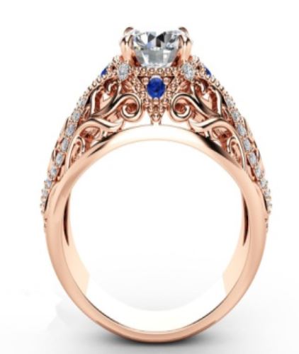 R673 Light Rose Gold Rhinestone Ring - Iris Fashion Jewelry