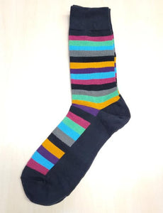SF393 Black Colorful Stripes Socks - Iris Fashion Jewelry