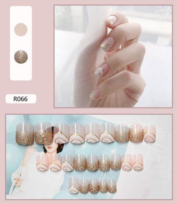 NS581 Short Square Press On Nails 24 Pieces R066