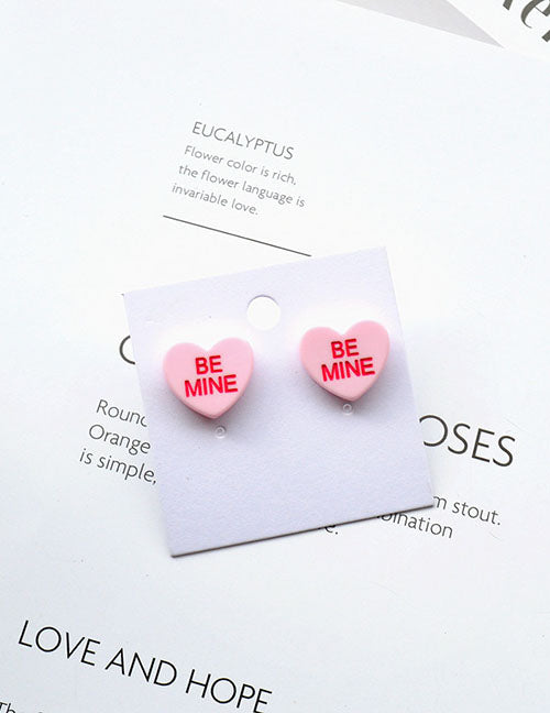 Z100 Light Pink Be Mine Acrylic Valentine Heart Earrings - Iris Fashion Jewelry