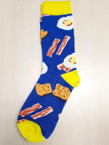 SF1179 Royal Blue Bacon Eggs Toast Socks - Iris Fashion Jewelry