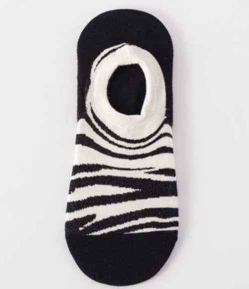 SF1225 Black Zebra Print Low Cut Socks - Iris Fashion Jewelry