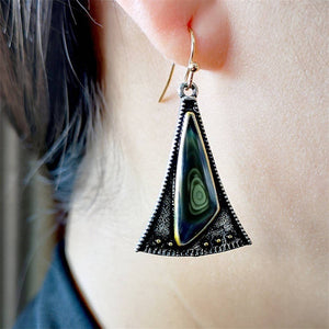 E202 Silver Gold Accent Triangle Earrings - Iris Fashion Jewelry