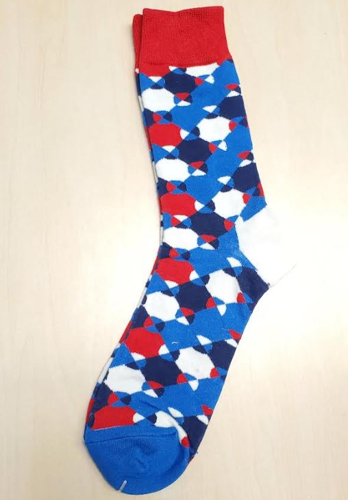 SF132 Blue Red White Abstract Design Socks - Iris Fashion Jewelry