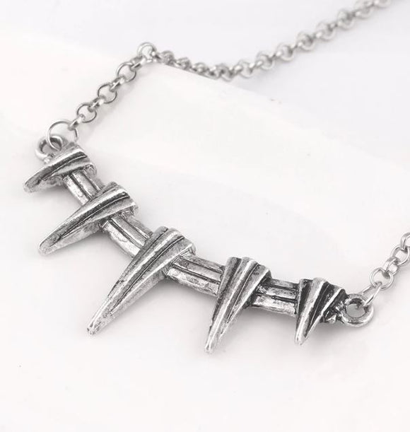 +AZ174 Silver Spike Design Necklace with FREE EARRINGS