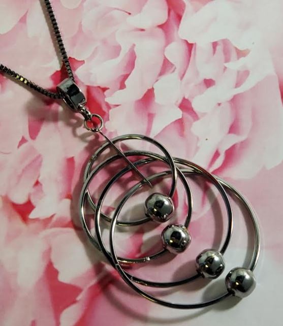 AZ753 Gun Metal Multi Hoop Necklace with FREE Earrings
