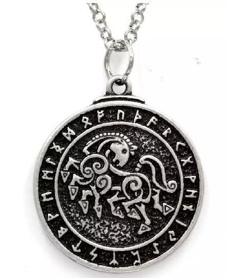 AZ251 Silver Viking Pendant Necklace with FREE EARRINGS