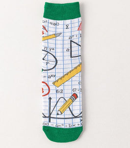 SF558 Grid Paper School Theme Socks - Iris Fashion Jewelry