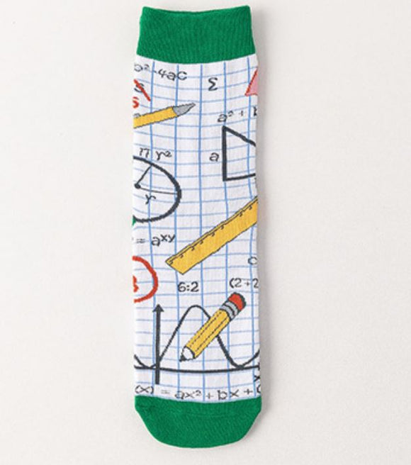 SF558 Grid Paper School Theme Socks - Iris Fashion Jewelry