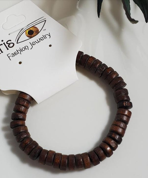 AZ231 Brown Wooden Bead Bracelet