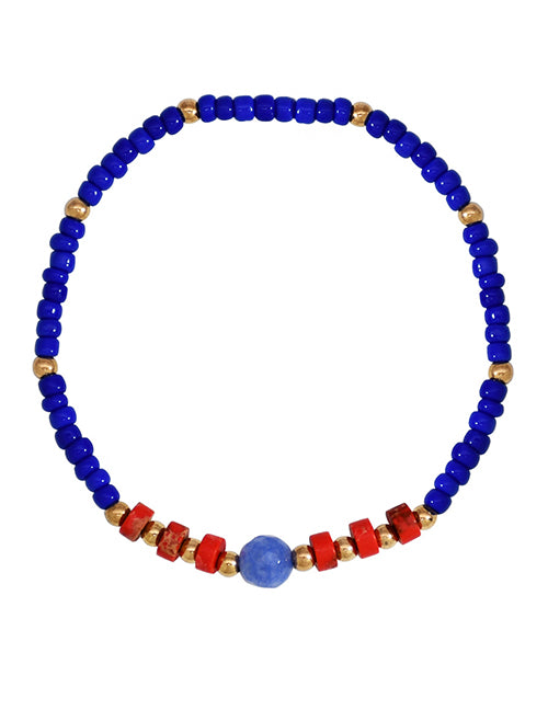 B877 Royal Blue Seed Bead Bracelet - Iris Fashion Jewelry