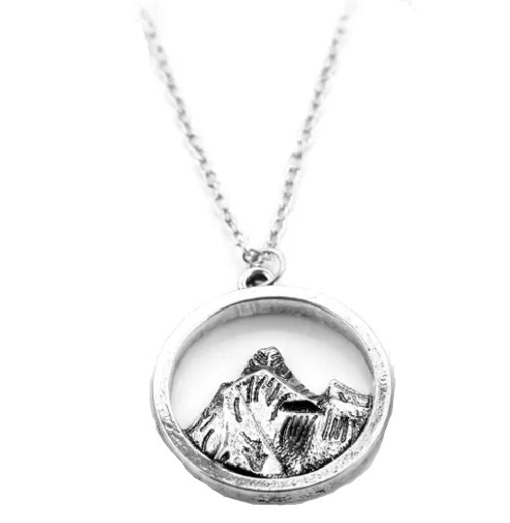 AZ49 Silver Mountain Scene Necklace with FREE EARRINGS - Iris Fashion Jewelry