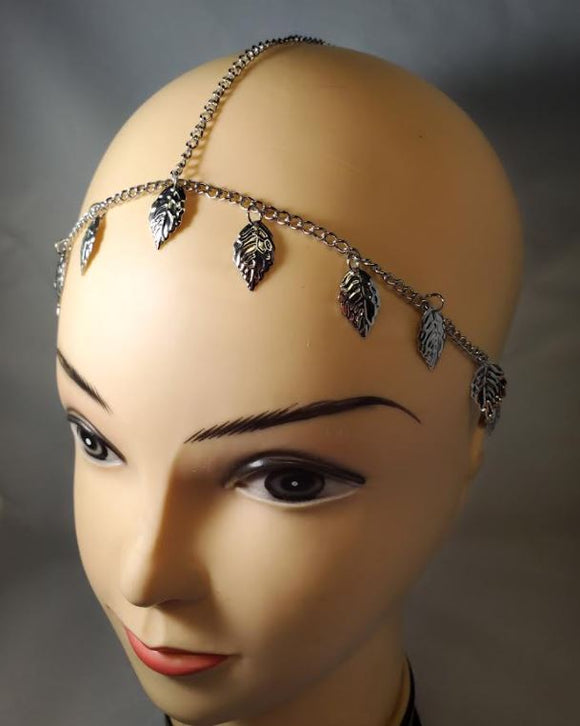 H36 Silver Leaf Chain Headdress - Iris Fashion Jewelry