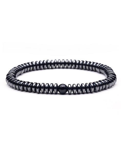 B1275 Gun Metal Black Bead Bracelet - Iris Fashion Jewelry