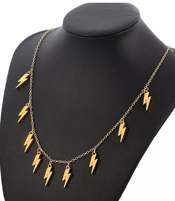 AZ1269 Gold Multi Lightning Bolt Necklace with FREE Earrings