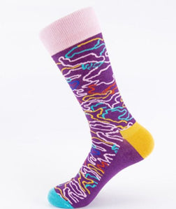 SF386 Purple Colorful Squiggles Socks - Iris Fashion Jewelry