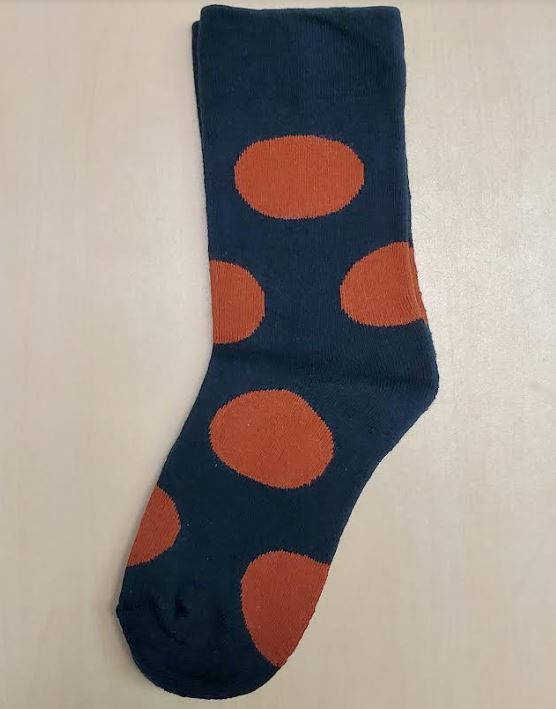 AZ698 Black Burnt Orange Polka Dot Thick Warm Socks