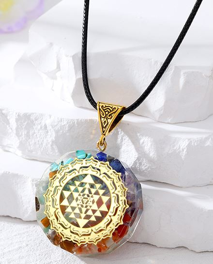 AZ1426 Gold Stone Filled Round Resin Love Necklace with FREE Earrings