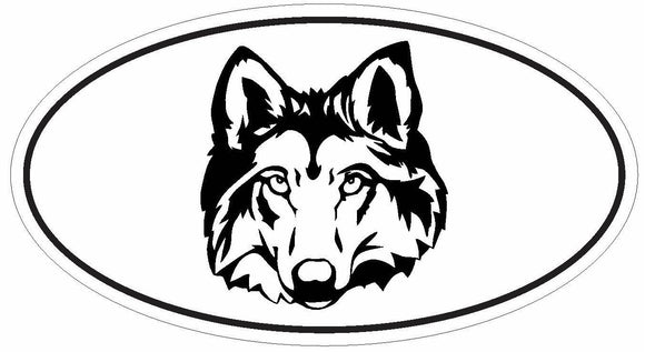 ST-D2999 Wolf Oval Bumper Sticker