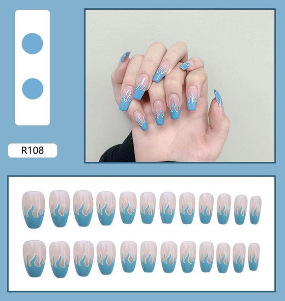 NS553 Long Plastic Ballerina Press On Nails 24 Pieces R108 - Iris Fashion Jewelry