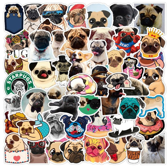 ST64 Pug Stickers 20 Pieces