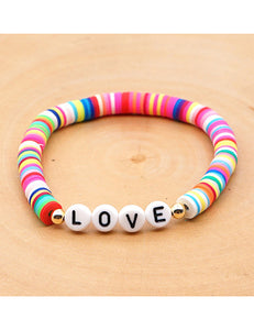 L515 Multi Color Soft Bead "Love" Bracelet - Iris Fashion Jewelry