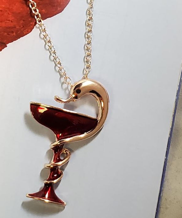 N668 Rose Gold Red Wine Swan Necklace with FREE EARRINGS - Iris Fashion Jewelry
