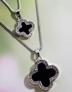 AZ826 Silver Black Cross Design Necklace With FREE Earrings