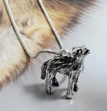 AZ11 Silver Howling Wolf Necklace with Free Earrings - Iris Fashion Jewelry