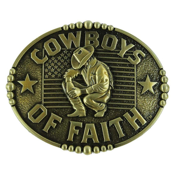 BU270 Gold Cowboys of Faith Belt Buckle - Iris Fashion Jewelry