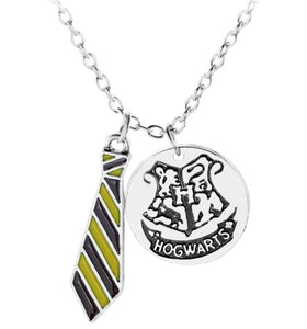 AZ397 Silver Wizard Tie Necklace with FREE EARRINGS
