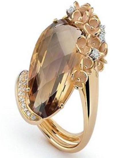 R687 Gold Champagne Gem Rhinestone Ring - Iris Fashion Jewelry