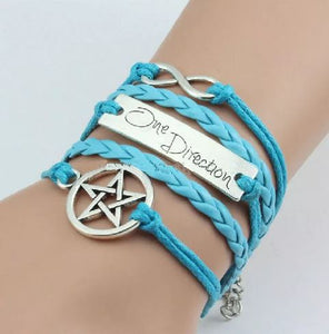 B1320 Light Blue One Direction Infinity Leather Layer Bracelet