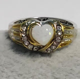 R249 Silver & Gold Opal Heart A Mother's Heart is Always with her Family Ring - Iris Fashion Jewelry