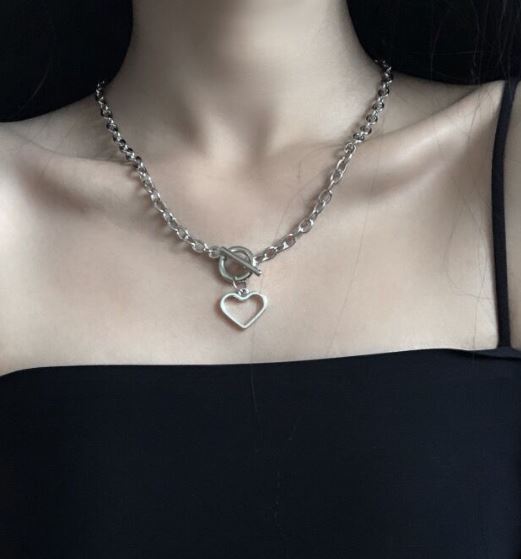 N1855 Silver Open Heart Necklace with FREE Earrings - Iris Fashion Jewelry