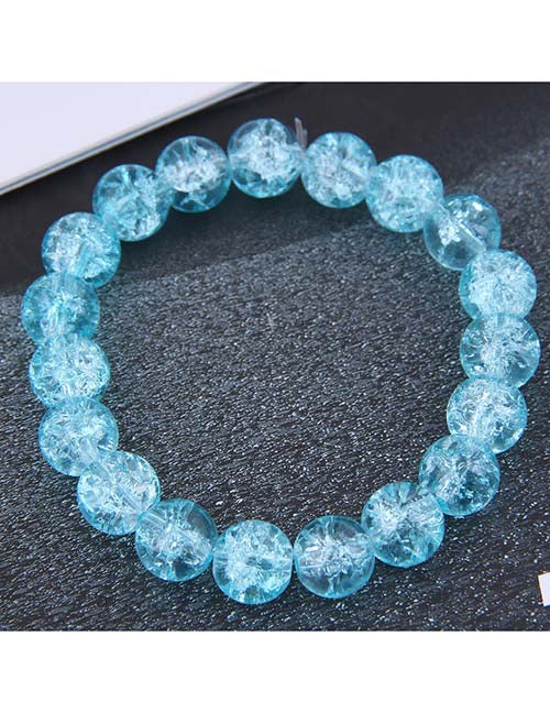 B15 Light Blue Crackle Glass Bracelet - Iris Fashion Jewelry