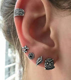 E834 Silver Owl Earring Set 5 Piece - Iris Fashion Jewelry