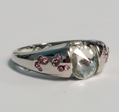 R20 Silver Pink Rhinestones Butterfly Ring - Iris Fashion Jewelry
