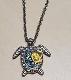 N781 Silver Blue Rhinestone Turtle Necklace FREE Earrings - Iris Fashion Jewelry