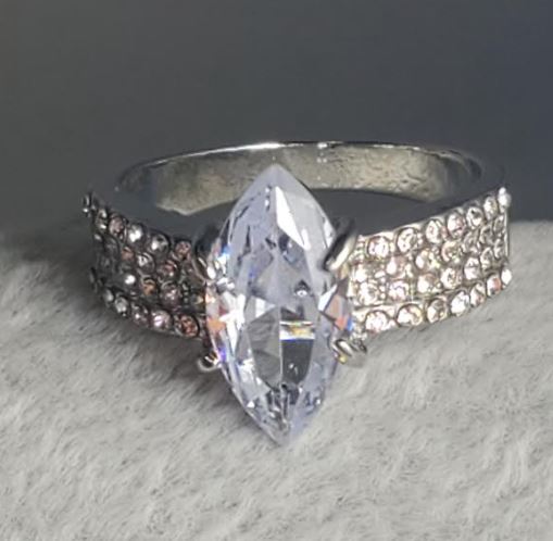 R119 Silver Gemstone Multi Rhinestones Ring - Iris Fashion Jewelry