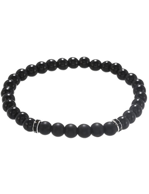 B1256 Smooth Black Bead Bracelet - Iris Fashion Jewelry