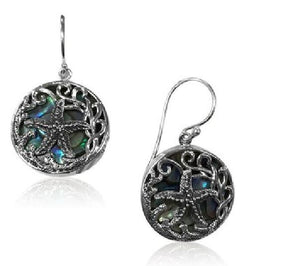 E1960 Silver Abalone Look Star Fish Earrings - Iris Fashion Jewelry