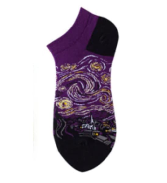 SF402 Purple Starry Night Low Cut Socks - Iris Fashion Jewelry