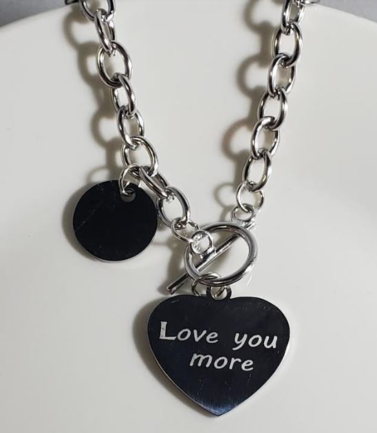AZ1590 Silver Love You More Heart Necklace with FREE EARRINGS