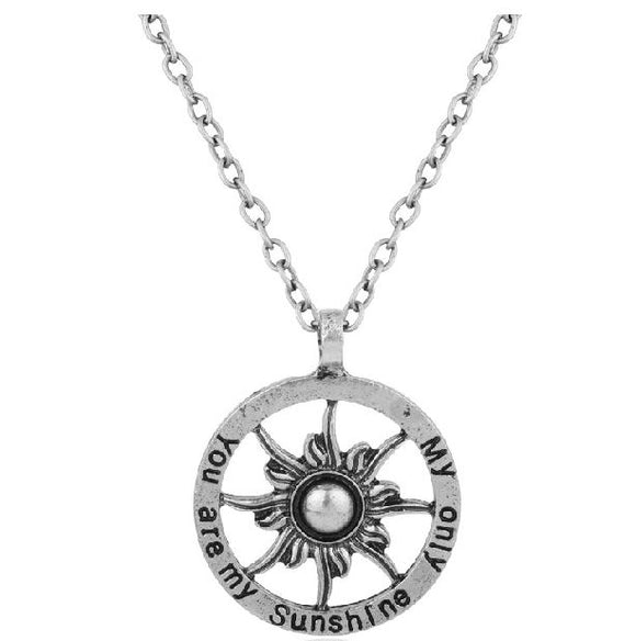 AZ663 Silver You Are My Sunshine My Only Sunshine Necklace with FREE EARRINGS